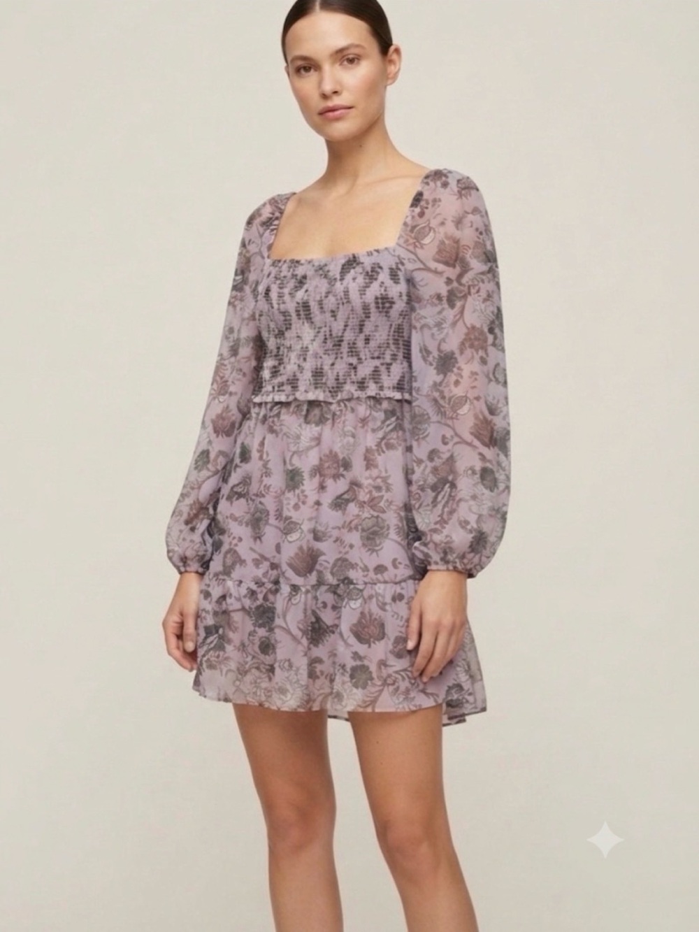 Aritzia Wilfred Tempest Mini Dress, Lilac Floral, New with Tag